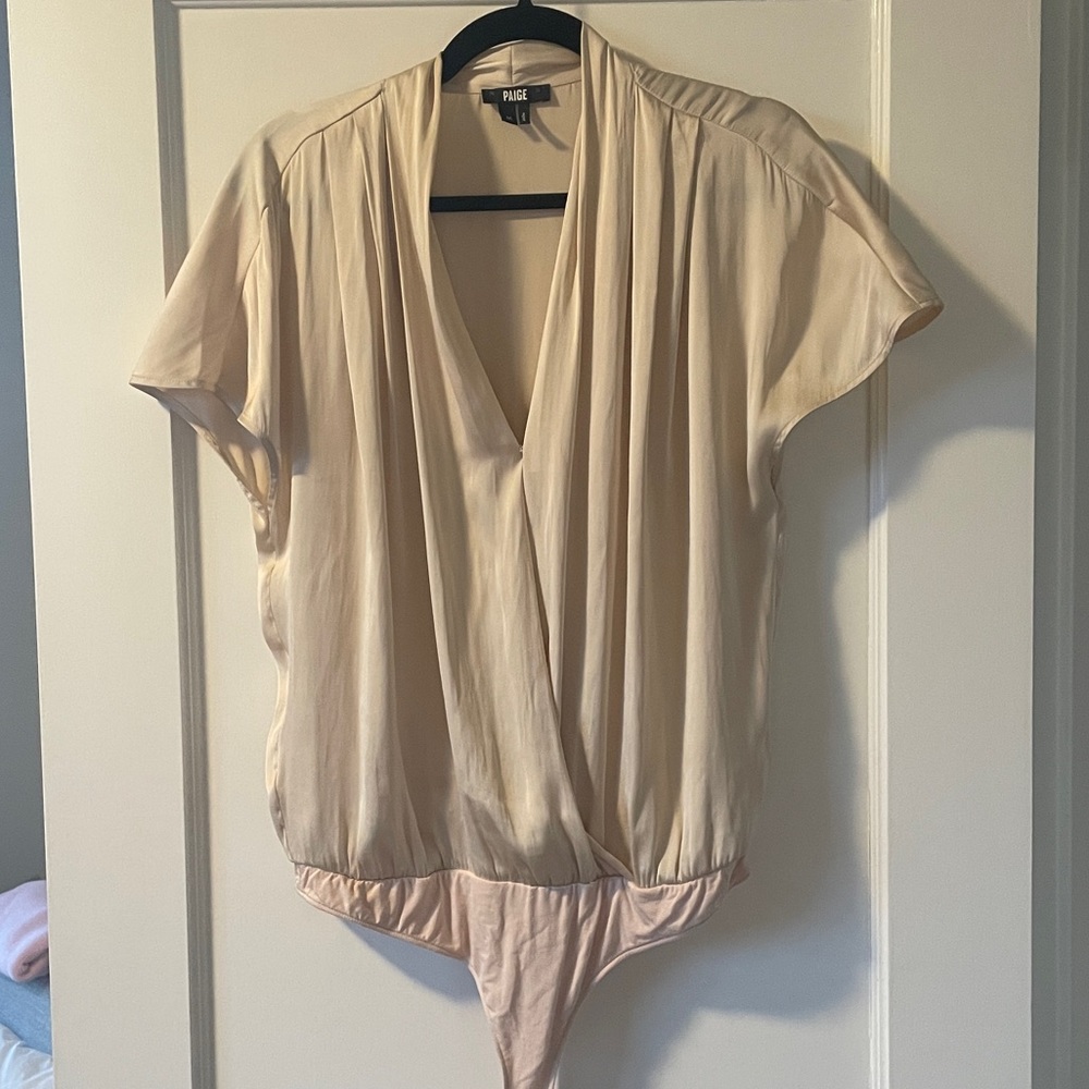 PAIGE Cream Bodysuit Top Size M NWOT